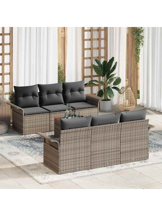 Dārza dīvānu komplekts ar spilvenu 7 pcs pelēka 55 x 55 x 37 cm