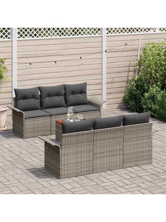 Dārza dīvānu komplekts ar spilvenu 7 pcs pelēka 55 x 55 x 37 cm