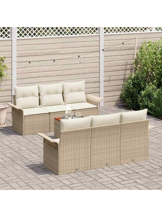 Dārza dīvānu komplekts 7 pcs bēšs un krēms 55 x 55 x 37 cm