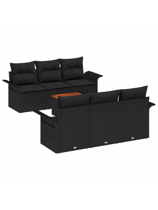 Dārza dīvānu komplekts ar spilvenu 7 pcs melna 55 x 55 x 37 cm