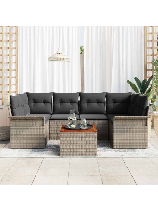 Dārza dīvānu komplekts ar spilvenu 7 pcs pelēka 55 x 55 x 37 cm