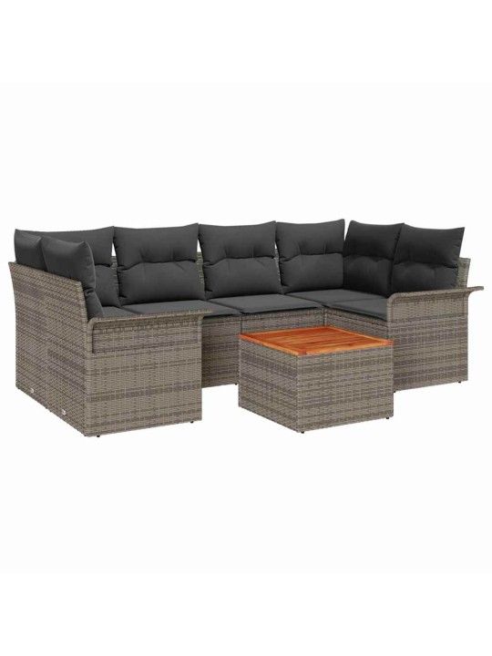Dārza dīvānu komplekts ar spilvenu 7 pcs pelēka 55 x 55 x 37 cm
