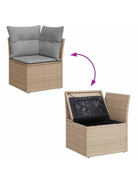 Dārza dīvānu komplekts ar spilvenu 7 pcs bēša un gaiši pelēka