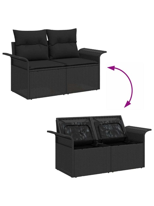Dārza dīvānu komplekts ar spilvenu 7 pcs melna 55 x 55 x 37 cm
