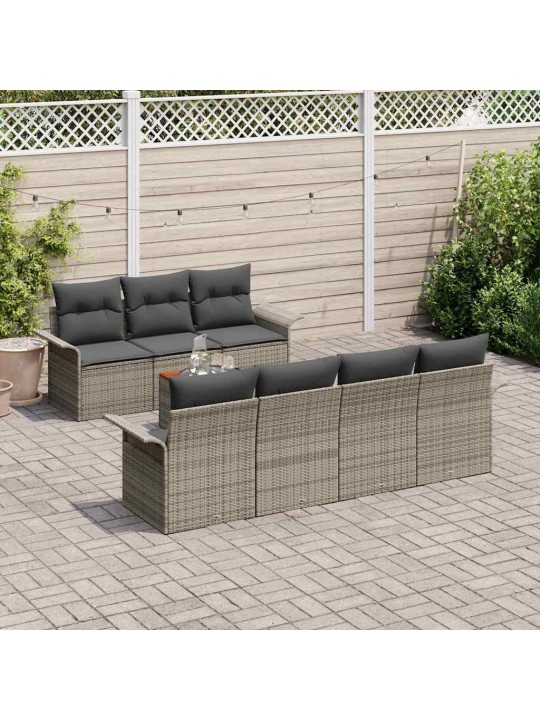 Dārza dīvānu komplekts ar spilvenu 8 pcs pelēka 55 x 55 x 37 cm