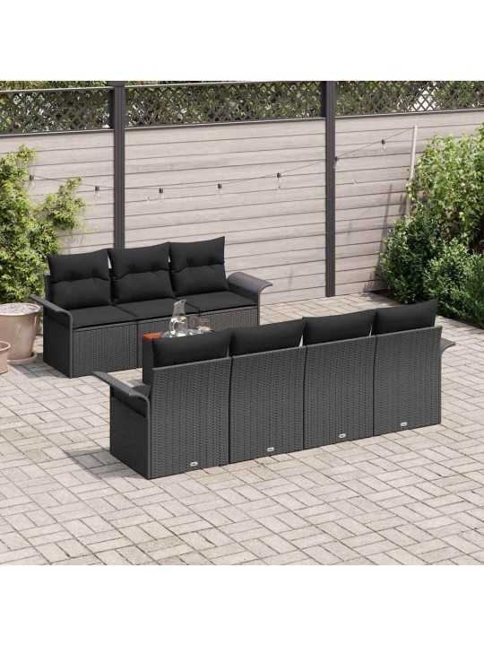 Dārza dīvānu komplekts ar spilvenu 8 pcs melna 55 x 55 x 37 cm