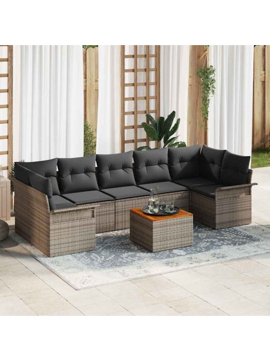 Dārza dīvānu komplekts ar spilvenu 8 pcs pelēka 55 x 55 x 37 cm