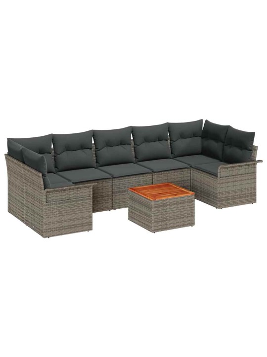 Dārza dīvānu komplekts ar spilvenu 8 pcs pelēka 55 x 55 x 37 cm