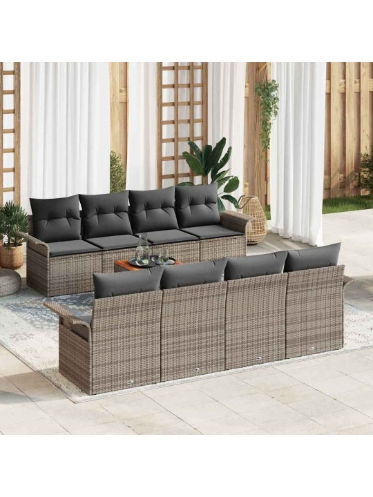Dārza dīvānu komplekts ar spilvenu 7 pcs pelēka 55 x 55 x 37 cm
