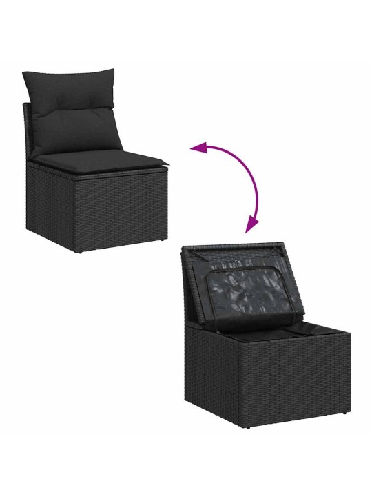 Dārza dīvānu komplekts ar spilvenu 7 pcs melna 55 x 55 x 37 cm