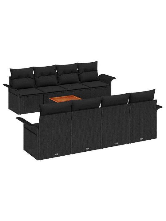 Dārza dīvānu komplekts ar spilvenu 7 pcs melna 55 x 55 x 37 cm