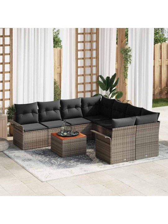 Dārza dīvānu komplekts ar spilvenu 9 pcs pelēka 55 x 55 x 37 cm