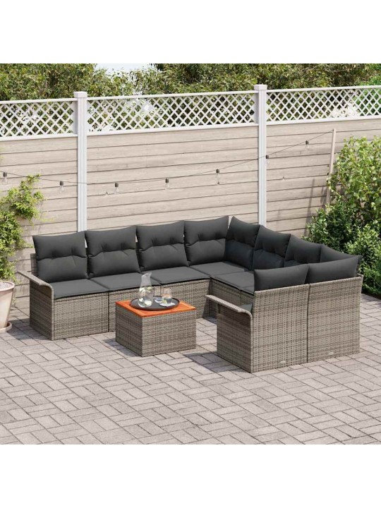 Dārza dīvānu komplekts ar spilvenu 9 pcs pelēka 55 x 55 x 37 cm