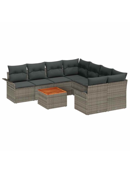 Dārza dīvānu komplekts ar spilvenu 9 pcs pelēka 55 x 55 x 37 cm