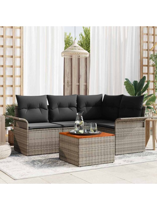 Dārza dīvānu komplekts ar spilvenu 5 pcs pelēka 55 x 55 x 37 cm