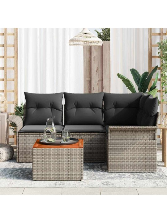 Dārza dīvānu komplekts ar spilvenu 5 pcs pelēka 55 x 55 x 37 cm