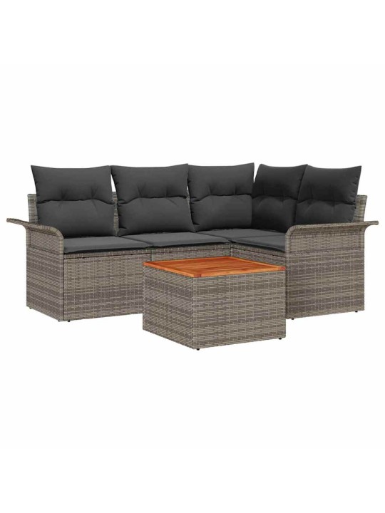 Dārza dīvānu komplekts ar spilvenu 5 pcs pelēka 55 x 55 x 37 cm