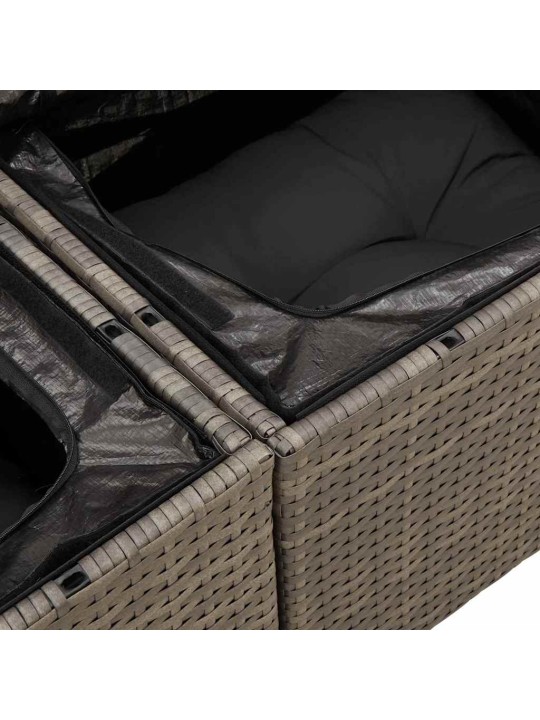 Dārza dīvānu komplekts ar spilvenu 6 pcs pelēka 55 x 55 x 37 cm