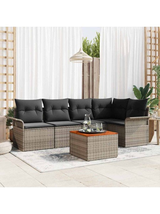Dārza dīvānu komplekts ar spilvenu 6 pcs pelēka 55 x 55 x 37 cm