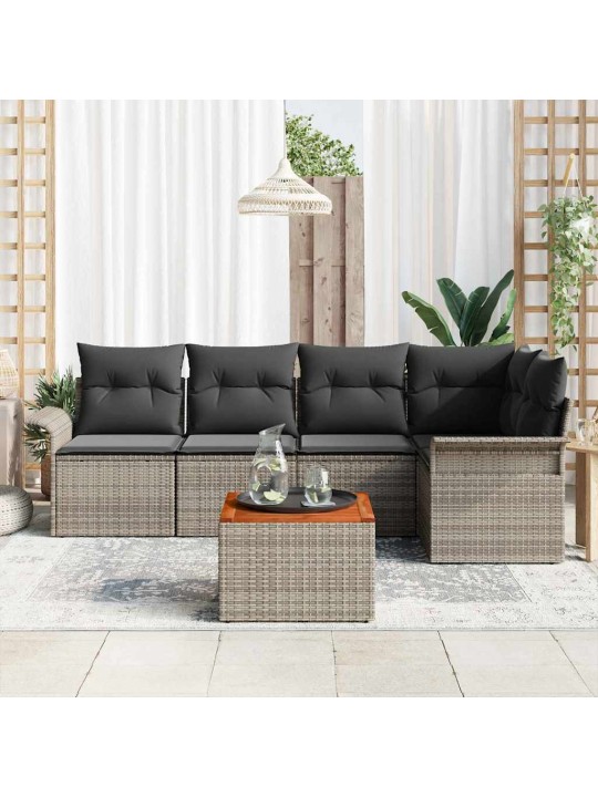 Dārza dīvānu komplekts ar spilvenu 6 pcs pelēka 55 x 55 x 37 cm