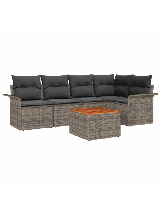 Dārza dīvānu komplekts ar spilvenu 6 pcs pelēka 55 x 55 x 37 cm
