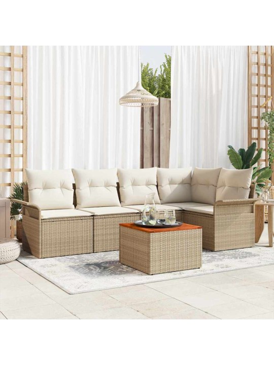 Dārza dīvānu komplekts 6 pcs bēšs un krēms 55 x 55 x 37 cm