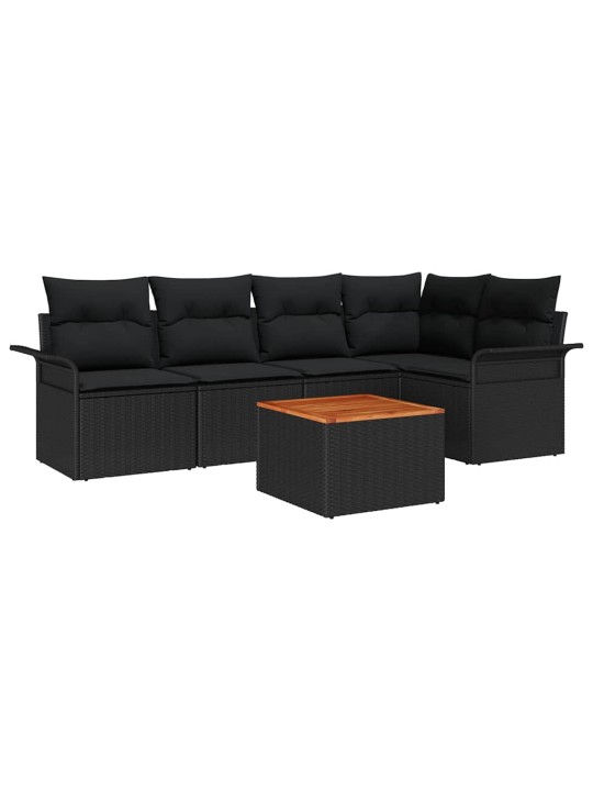 Dārza dīvānu komplekts ar spilvenu 6 pcs melna 55 x 55 x 37 cm