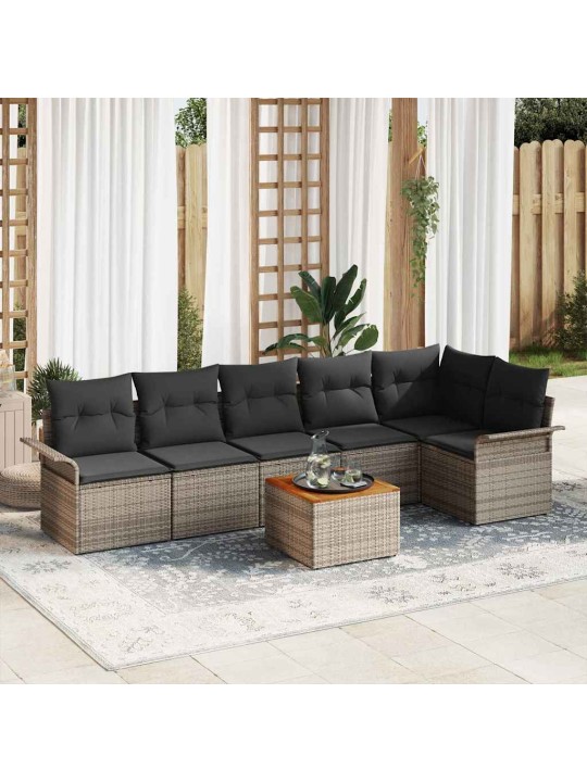 Dārza dīvānu komplekts ar spilvenu 7 pcs pelēka 55 x 55 x 37 cm