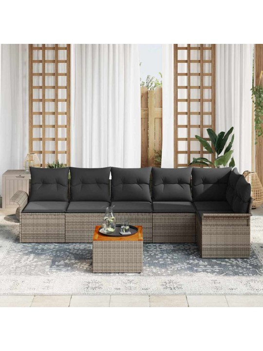 Dārza dīvānu komplekts ar spilvenu 7 pcs pelēka 55 x 55 x 37 cm