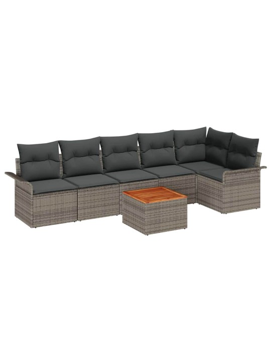 Dārza dīvānu komplekts ar spilvenu 7 pcs pelēka 55 x 55 x 37 cm