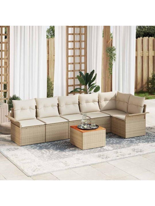 Dārza dīvānu komplekts 7 pcs bēšs un krēms 55 x 55 x 37 cm