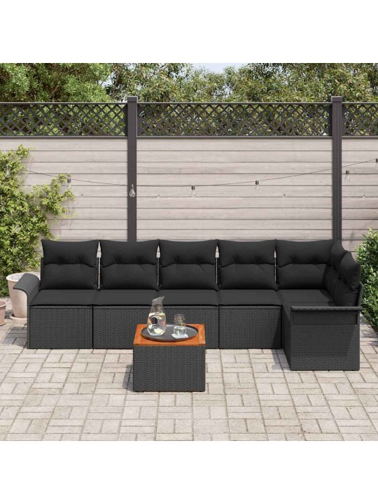 Dārza dīvānu komplekts ar spilvenu 7 pcs melna 55 x 55 x 37 cm