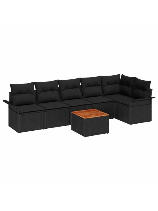 Dārza dīvānu komplekts ar spilvenu 7 pcs melna 55 x 55 x 37 cm
