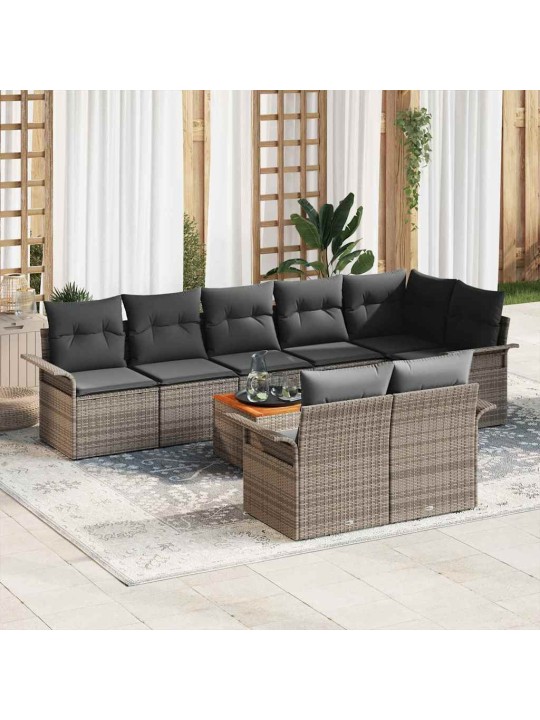 Dārza dīvānu komplekts ar spilvenu 9 pcs pelēka 55 x 55 x 37 cm