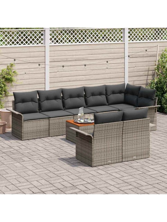 Dārza dīvānu komplekts ar spilvenu 9 pcs pelēka 55 x 55 x 37 cm