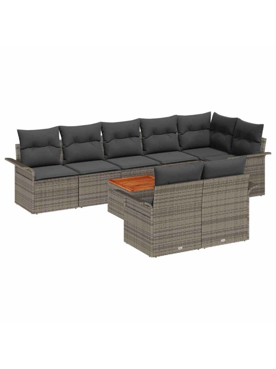 Dārza dīvānu komplekts ar spilvenu 9 pcs pelēka 55 x 55 x 37 cm