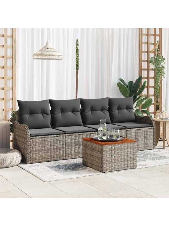 Dārza dīvānu komplekts ar spilvenu 5 pcs pelēka 55 x 55 x 37 cm