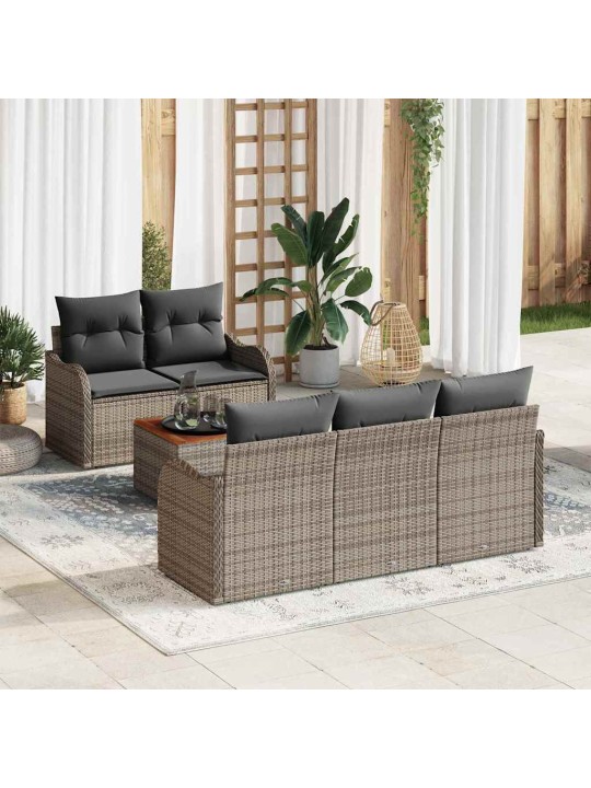 Dārza dīvānu komplekts ar spilvenu 6 pcs pelēka 55 x 55 x 37 cm