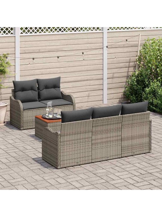 Dārza dīvānu komplekts ar spilvenu 6 pcs pelēka 55 x 55 x 37 cm