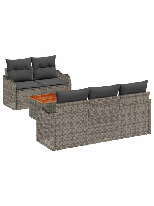 Dārza dīvānu komplekts ar spilvenu 6 pcs pelēka 55 x 55 x 37 cm