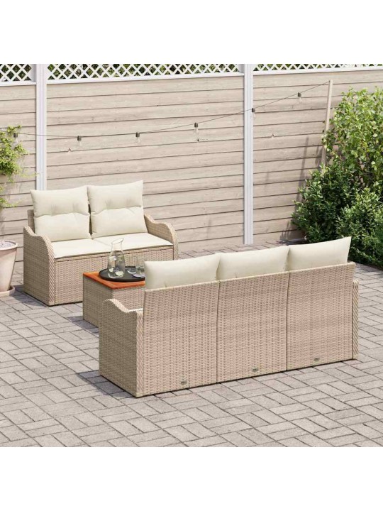 Dārza dīvānu komplekts 6 pcs bēšs un krēms 55 x 55 x 37 cm