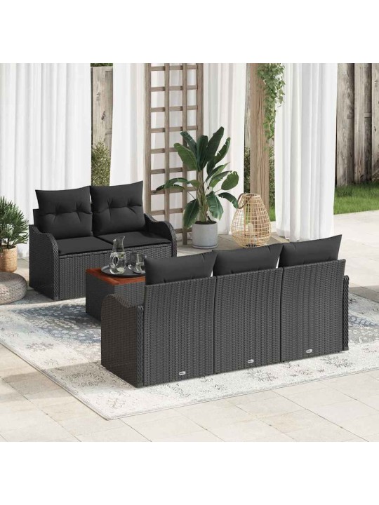 Dārza dīvānu komplekts ar spilvenu 6 pcs melna 55 x 55 x 37 cm