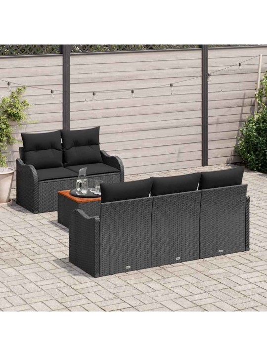 Dārza dīvānu komplekts ar spilvenu 6 pcs melna 55 x 55 x 37 cm