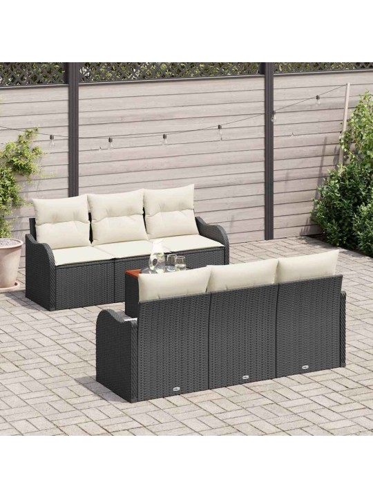 Dārza dīvānu komplekts 7 pcs melns un balts