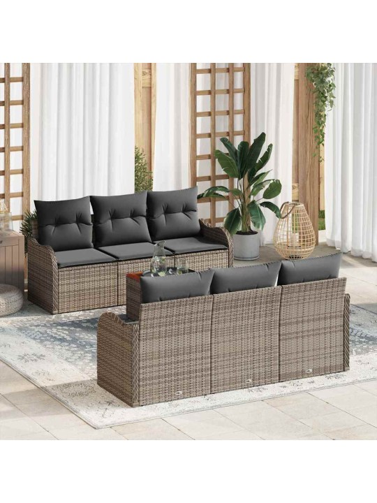 Dārza dīvānu komplekts 7 pcs pelēka