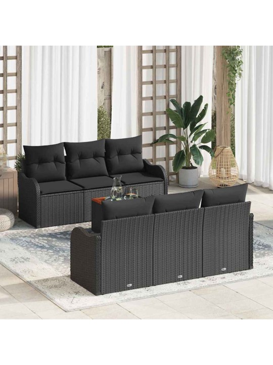 Dārza dīvānu komplekts 7 pcs melna