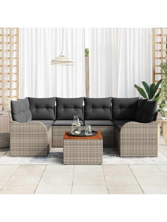 Dārza dīvānu komplekts 7 pcs pelēka