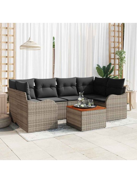 Dārza dīvānu komplekts 7 pcs pelēka