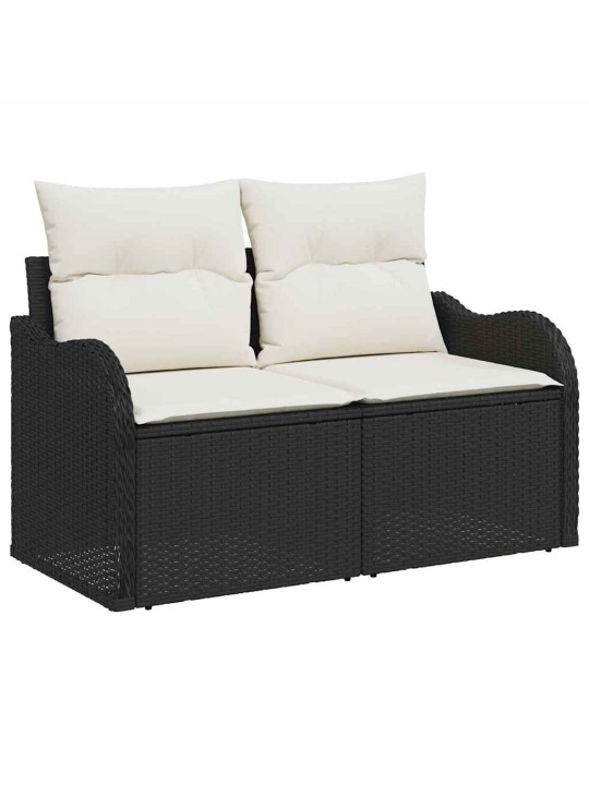 Dārza dīvānu komplekts 8 pcs melns un balts
