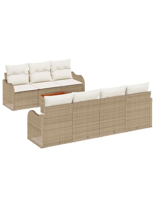 Dārza dīvānu komplekts 8 pcs bēšs un balts